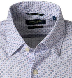 Pierre Cardin Hemd 53915/000/27577/9000 Kurzarmhemd, Modern Fit, Baumwolle, Weiß-blau gemustert, Weiß-blau-rot -hemdenverkauf 363576 norm2