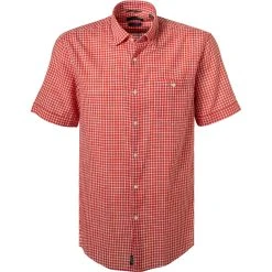 Pierre Cardin Hemd 53916/000/27576/9023 Kurzarmhemd, Modern Fit, Baumwolle, Orange kariert, Orange