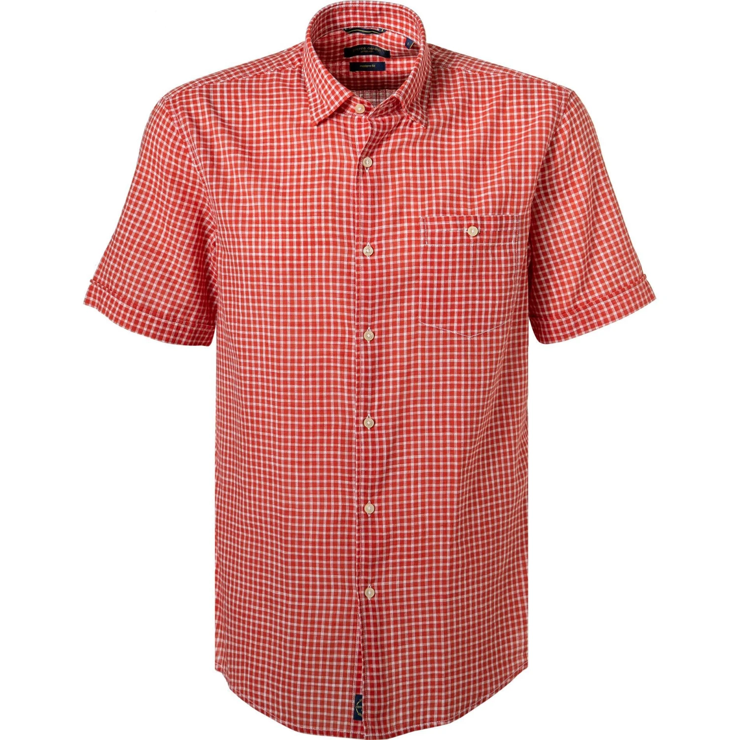 Pierre Cardin Hemd 53916/000/27576/9023 Kurzarmhemd, Modern Fit, Baumwolle, Orange kariert, Orange 1 Pierre Cardin Hemd 53916/000/27576/9023 Kurzarmhemd, Modern Fit, Baumwolle, Orange kariert, Orange