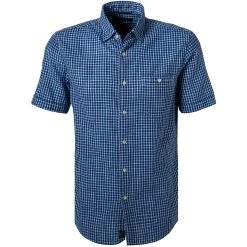 Pierre Cardin Hemd 53916/000/27576/9051 Kurzarmhemd, Modern Fit, Baumwolle, Blau kariert, Blau