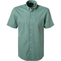 Pierre Cardin Hemd 53266/000/27591/9024 Kurzarmhemd, Modern Fit, Baumwolle, Grün gestreift, Grün