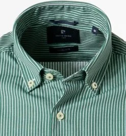 Pierre Cardin Hemd 53266/000/27591/9024 Kurzarmhemd, Modern Fit, Baumwolle, Grün gestreift, Grün -hemdenverkauf 363584 norm2
