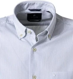 Pierre Cardin Hemd 53266/000/27591/9000 Kurzarmhemd, Modern Fit, Baumwolle, Weiß gestreift, Weiß -hemdenverkauf 363586 norm2