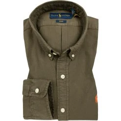 Polo Ralph Lauren Hemd 710804257/006 Slim Fit, Baumwolle, Grün, Militärgrün