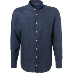 HACKETT Hemd HM308744/5PF Slim Fit, Reines Leinen, Blau, Nachtblau
