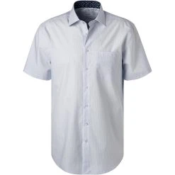 Seidensticker Hemd 197861/11 Kurzarmhemd, Regular Fit, Baumwolle, Hellblau kariert, Hellblau