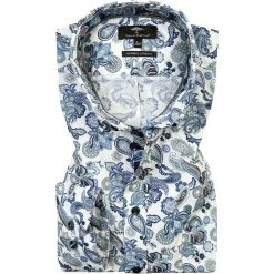 Fynch-Hatton Hemd 1121 6100/6102 Casual Fit, Baumwolle, Blau gemustert, Blau-weiß