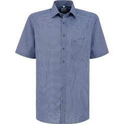 OLYMP Luxor Comfort Fit 1104/72/18 Kurzarmhemd, Baumwolle, Marine-hellblau gemustert, Marine