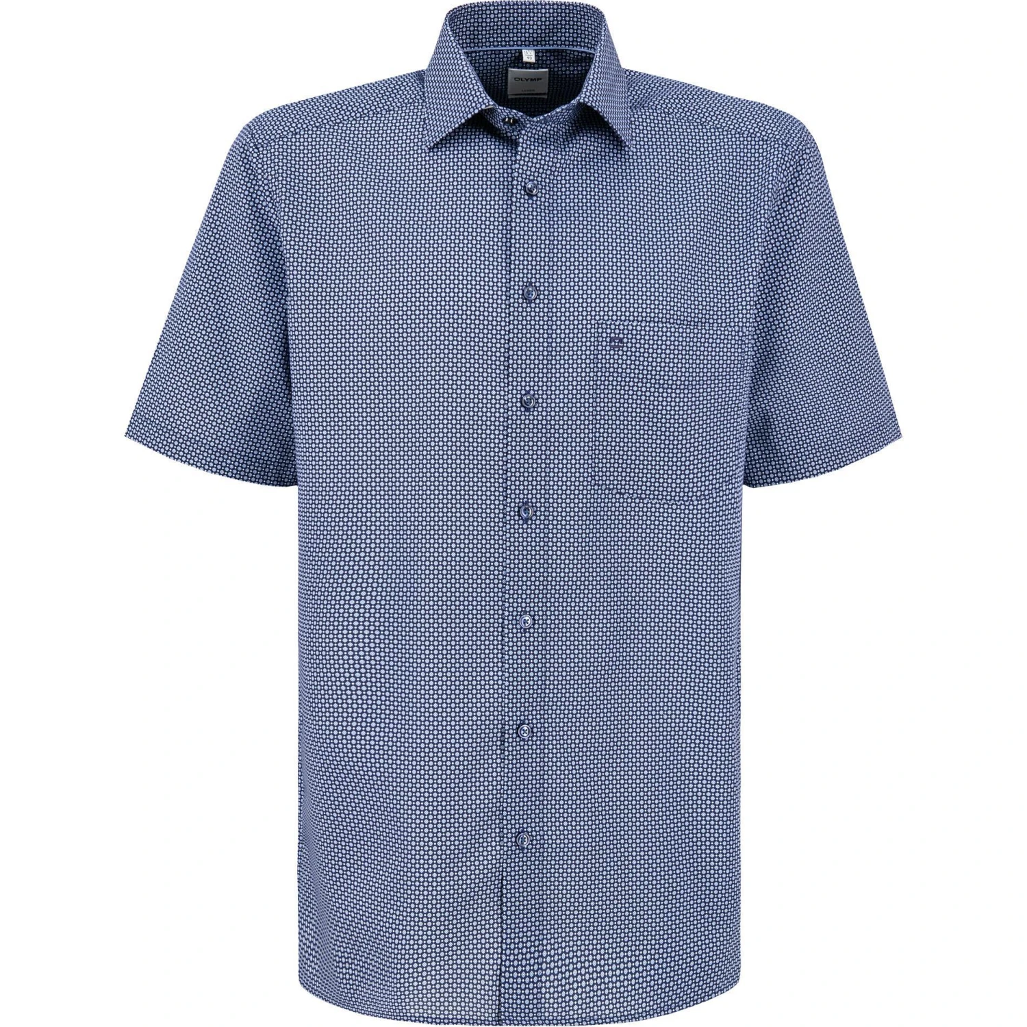 OLYMP Luxor Comfort Fit 1104/72/18 Kurzarmhemd, Baumwolle, Marine-hellblau gemustert, Marine 1 OLYMP Luxor Comfort Fit 1104/72/18 Kurzarmhemd, Baumwolle, Marine-hellblau gemustert, Marine