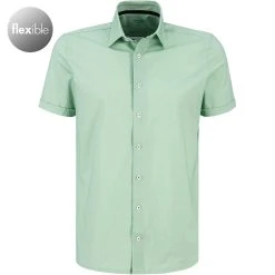 OLYMP Luxor Modern Fit 1252/72/45 Kurzarmhemd, Jersey geruchshemmend, Grün gemustert, Grün