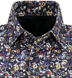 OLYMP Level Five Body Fit 2010/72/18 Kurzarmhemd, Jersey geruchshemmend, Multicolor gemustert, Marine -hemdenverkauf 364050 norm2