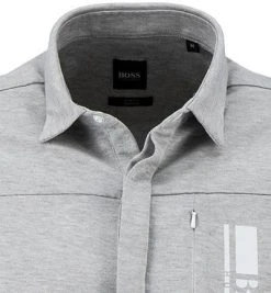 BOSS Hemd Baia 50448744/059 Kurzarmhemd, Slim Fit, Jersey-Piqué, Hellgrau meliert, Hellgrau -hemdenverkauf 364205 norm2