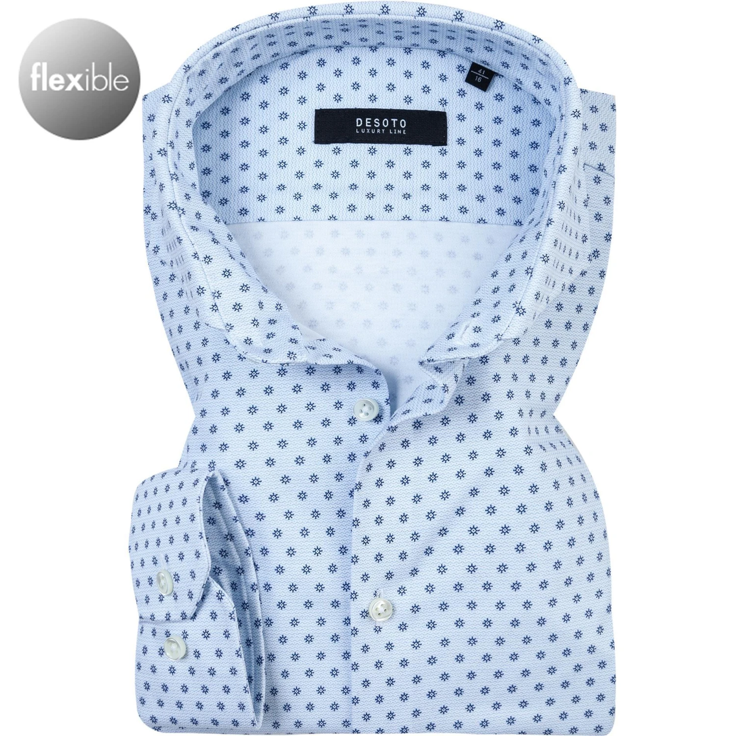 DESOTO Luxury Hemd Hai 41408-30/561 Jersey, Blau-weiß gemustert, Weiß-blau 1 DESOTO Luxury Hemd Hai 41408-30/561 Jersey, Blau-weiß gemustert, Weiß-blau