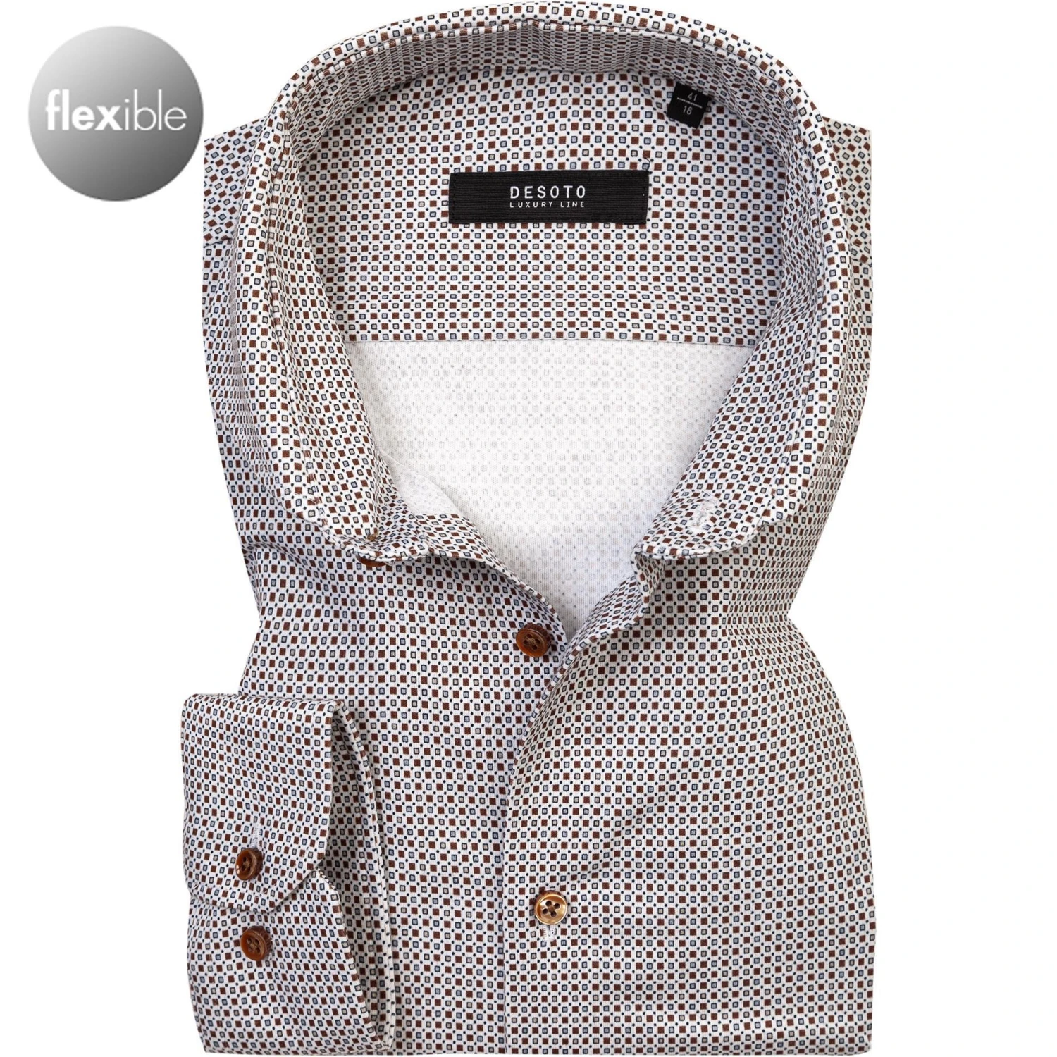 DESOTO Luxury Hemd Hai 41708-30/836 Jersey, Braun-weiß gemustert, Braun-weiß 1 DESOTO Luxury Hemd Hai 41708-30/836 Jersey, Braun-weiß gemustert, Braun-weiß