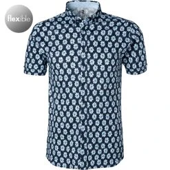 DESOTO Hemd Modern B.D. 41131-3/541 Kurzarmhemd, Jersey, Navy gemustert, Navy-blau