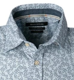 Marc O'Polo Hemd 123 7201 41012/H85 Kurzarmhemd, Shaped Fit, Baumwolle, Hellblau gemustert, Hellblau -hemdenverkauf 364377 norm2