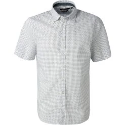 Marc O'Polo Hemd 123 7201 41012/V14 Kurzarmhemd, Shaped Fit, Baumwolle, Weiß-blau gemustert, Weiß