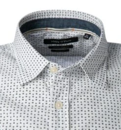 Marc O'Polo Hemd 123 7201 41012/V14 Kurzarmhemd, Shaped Fit, Baumwolle, Weiß-blau gemustert, Weiß -hemdenverkauf 364379 norm2
