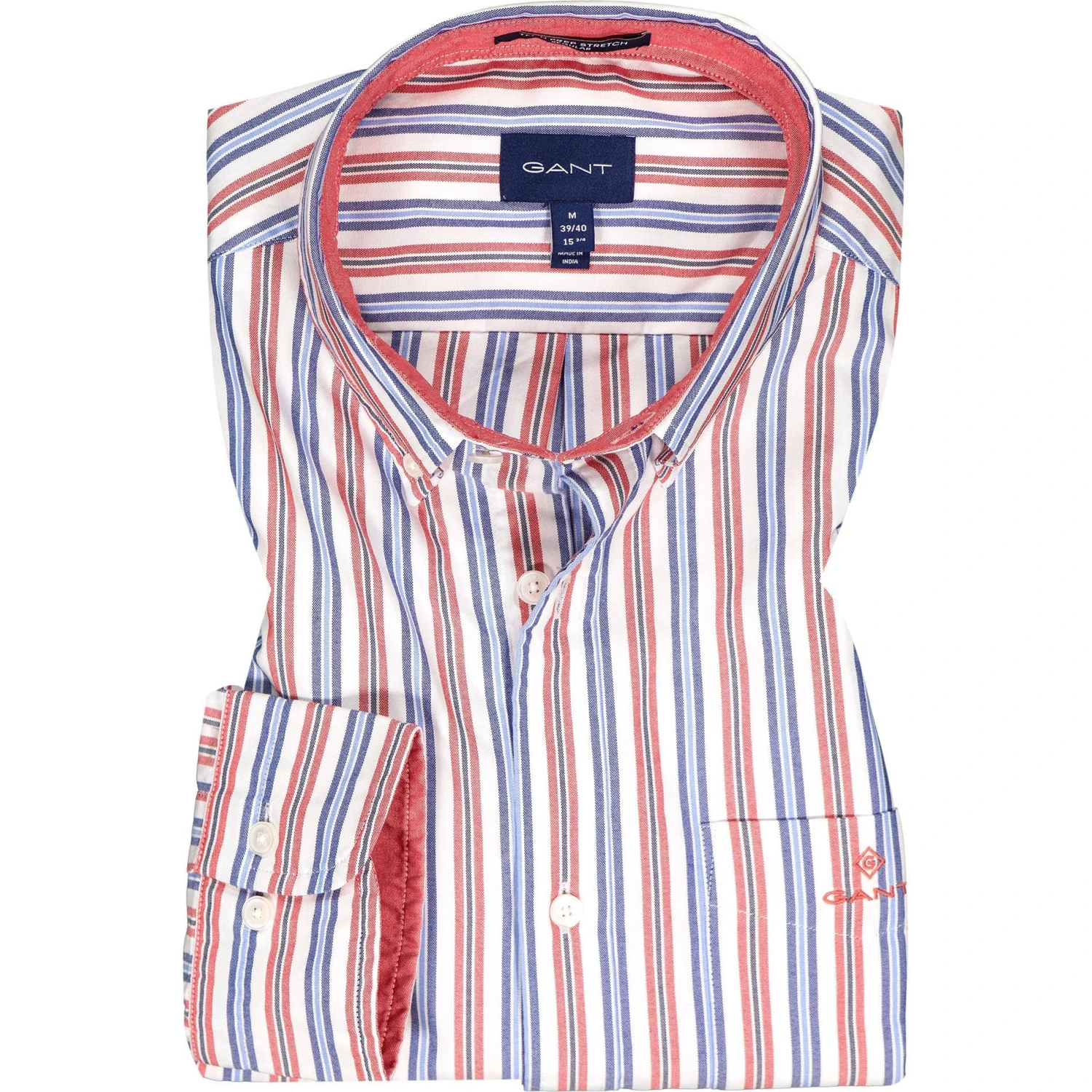 Gant Hemd 3032230/620 Regular Fit, Baumwolle atmungsaktiv, Rot-blau gestreift, Hellrot-weiß-blau 1 Gant Hemd 3032230/620 Regular Fit, Baumwolle atmungsaktiv, Rot-blau gestreift, Hellrot-weiß-blau