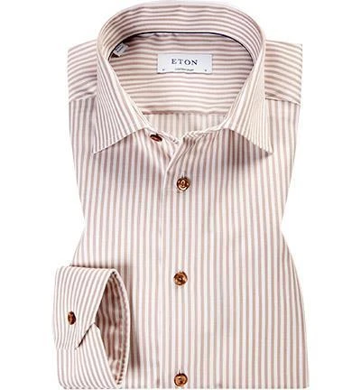 ETON Hemd 1000/02202/ Contemporary Fit, Baumwolle, Weiß-braun gestreift, Weiß-braun 2 ETON Hemd 1000/02202/ Contemporary Fit, Baumwolle, Weiß-braun gestreift, Weiß-braun – Bild 2