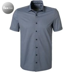 OLYMP Luxor Modern Fit 1252/72/18 Kurzarmhemd, Jersey geruchshemmend, Marineblau gemustert, Marine
