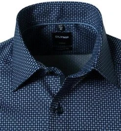 OLYMP Luxor Modern Fit 1304/72/18 Kurzarmhemd, Baumwolle, Marineblau gemustert, Marine -hemdenverkauf 364716 norm2
