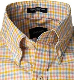 Gant Hemd 3060401/749 Kurzarmhemd, Regular Fit, Baumwolle, Gelb kariert, Gelb -hemdenverkauf 364804 norm2