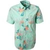 Quiksilver Hemd EQYWT04133/GEA6 Kurzarmhemd, Regular Fit, Baumwolle, Grün gemustert, Grün