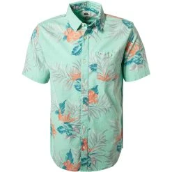 Quiksilver Hemd EQYWT04133/GEA6 Kurzarmhemd, Regular Fit, Baumwolle, Grün gemustert, Grün