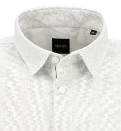 BOSS Hemd Magneton 50447950/102 Kurzarmhemd, Slim Fit, Baumwolle, Weiß-grau gemustert, Weiß-grau -hemdenverkauf 365067 norm2
