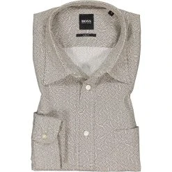 BOSS Hemd Marvyn 50448572/262 Slim Fit, Baumwolle, Beige gemustert, Beige-khaki