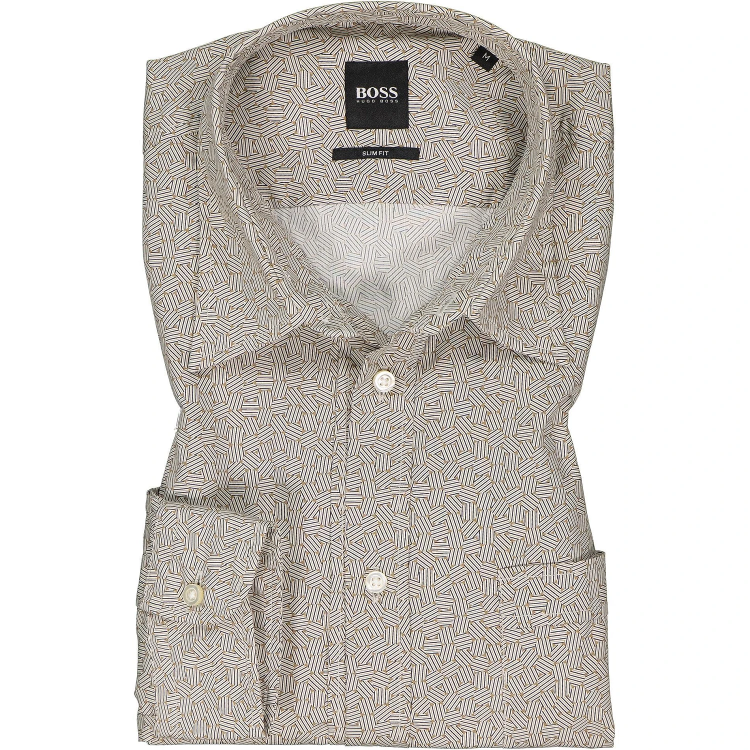 BOSS Hemd Marvyn 50448572/262 Slim Fit, Baumwolle, Beige gemustert, Beige-khaki 1 BOSS Hemd Marvyn 50448572/262 Slim Fit, Baumwolle, Beige gemustert, Beige-khaki