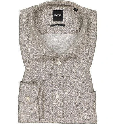 BOSS Hemd Marvyn 50448572/262 Slim Fit, Baumwolle, Beige gemustert, Beige-khaki 2 BOSS Hemd Marvyn 50448572/262 Slim Fit, Baumwolle, Beige gemustert, Beige-khaki – Bild 2