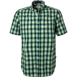 camel active Hemd 409214/5S47/34 Kurzarmhemd, Regular Fit, Grün-blau kariert, Grün-blau-gelb