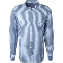 Fynch-Hatton Hemd 1121 6048/6041 Casual Fit, Reines Leinen, Weiß-blau gestreift, Weiß-blau