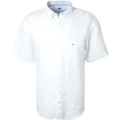 Fynch-Hatton Hemd 1121 6031/6030 Kurzarmhemd, Casual Fit, Reines Leinen, Weiß
