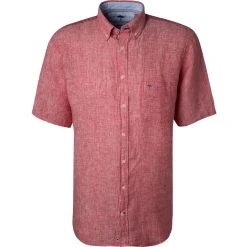 Fynch-Hatton Hemd 1121 6031/6032 Kurzarmhemd, Casual Fit, Reines Leinen, Rot meliert, Tomatenrot
