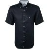Fynch-Hatton Hemd 1121 6031/6037 Kurzarmhemd, Casual Fit, Reines Leinen, Navy