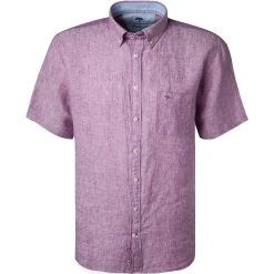 Fynch-Hatton Hemd 1121 6031/6038 Kurzarmhemd, Casual Fit, Reines Leinen, Flieder meliert, Flieder