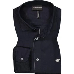 EMPORIO ARMANI Hemd 3K1CP5/1NJIZ/0920 Regular Fit, Reines Leinen, Marineblau, Marine