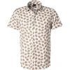 BOSS Hemd Rash 50448073/263 Kurzarmhemd, Baumwoll-Stretch, Weiß-hellbraun gemustert, Khaki