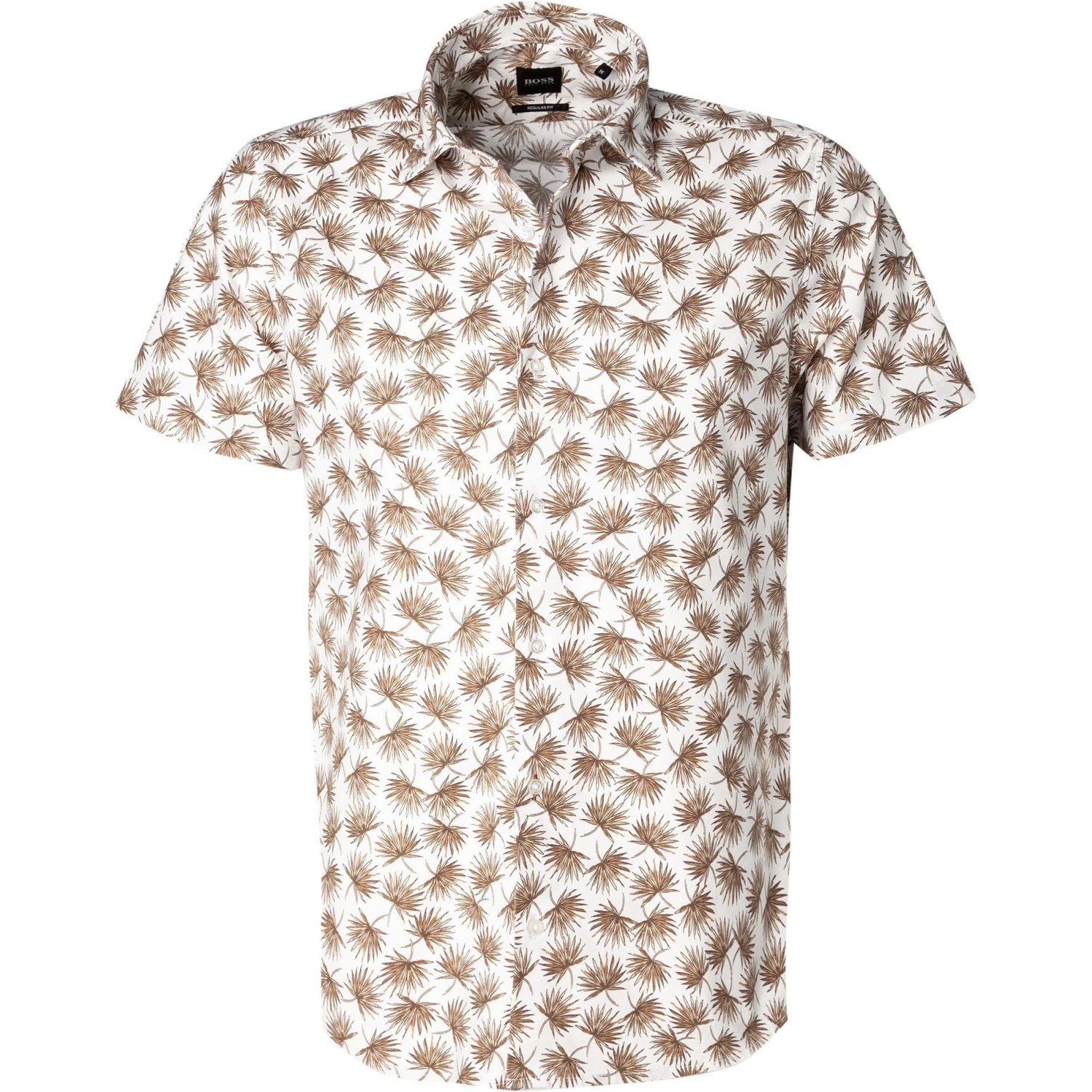 BOSS Hemd Rash 50448073/263 Kurzarmhemd, Baumwoll-Stretch, Weiß-hellbraun gemustert, Khaki 1 BOSS Hemd Rash 50448073/263 Kurzarmhemd, Baumwoll-Stretch, Weiß-hellbraun gemustert, Khaki