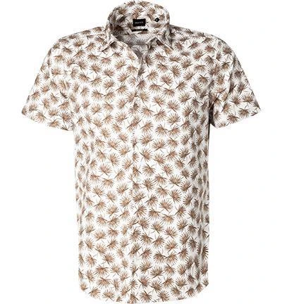 BOSS Hemd Rash 50448073/263 Kurzarmhemd, Baumwoll-Stretch, Weiß-hellbraun gemustert, Khaki 2 BOSS Hemd Rash 50448073/263 Kurzarmhemd, Baumwoll-Stretch, Weiß-hellbraun gemustert, Khaki – Bild 2