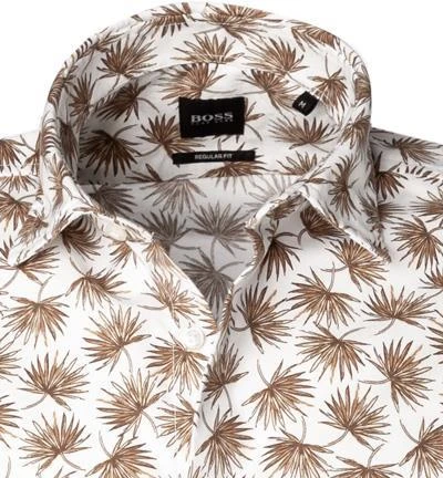 BOSS Hemd Rash 50448073/263 Kurzarmhemd, Baumwoll-Stretch, Weiß-hellbraun gemustert, Khaki 3 BOSS Hemd Rash 50448073/263 Kurzarmhemd, Baumwoll-Stretch, Weiß-hellbraun gemustert, Khaki – Bild 3