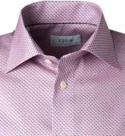 ETON Hemd 1000/02308/45 Kurzarmhemd, Slim Fit, Twill, Rosa-blau gemustert, Lachs-hellblau -hemdenverkauf 365759 norm2
