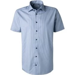 ETON Hemd 1000/02249/25 Kurzarmhemd, Slim Fit, Baumwolle, Blau-weiß gestreift, Blau