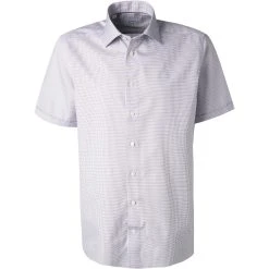 ETON Hemd 1000/02253/75 Kurzarmhemd, Contemporary Fit, Popeline, Fuchsia-aprikot gemustert, Lila