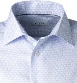 ETON Hemd 1000/02276/21 Kurzarmhemd, Contemporary Fit, Twill, Weiß-bleu gemustert, Hellblau -hemdenverkauf 365763 norm2