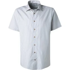 ETON Hemd 1000/02250/43 Kurzarmhemd, Slim Fit, Baumwolle, Bleu-pastellgelb gemustert, Gelb-blau