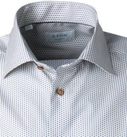 ETON Hemd 1000/02250/43 Kurzarmhemd, Slim Fit, Baumwolle, Bleu-pastellgelb gemustert, Gelb-blau -hemdenverkauf 365765 norm2